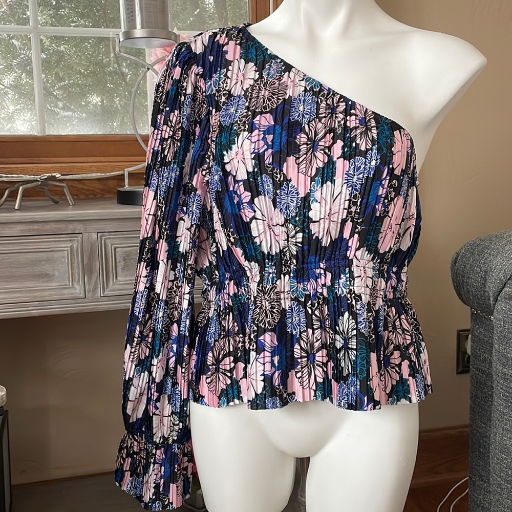Leyden One Shoulder Pleated Top